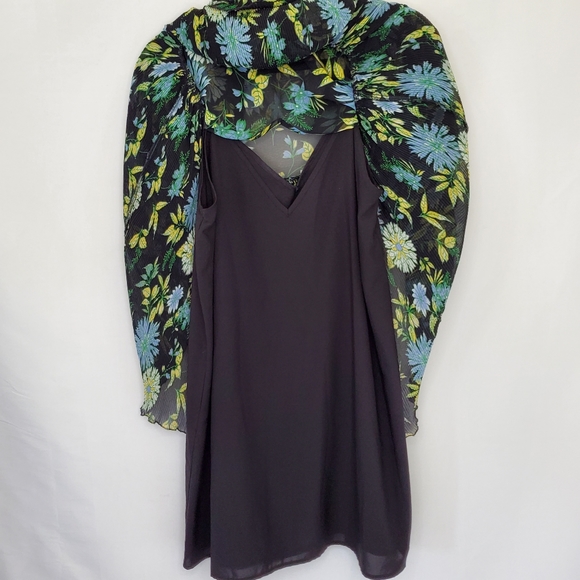Zara Floral Print Mini Dress Pleated Dark Floral - Picture 8 of 14